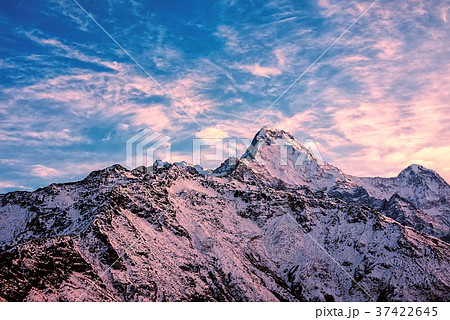 Sunrise in Himalayas mountains, Nepal Sunrise in Himalayas mountains, Nepal 37422645