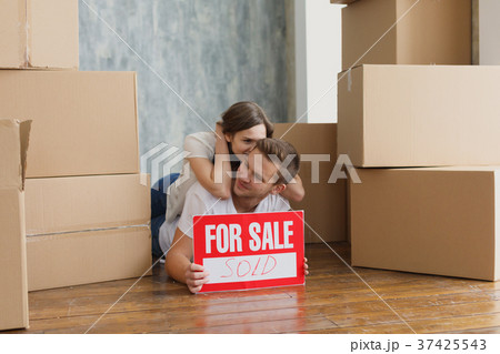 Young couple very happy and excited about moving 37425543