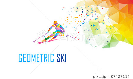 Giant Slalom Ski Racer silhouette. Color 37427114