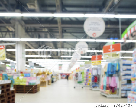 Abstract blurred supermarket aisle Abstract blurred supermarket aisle 37427407