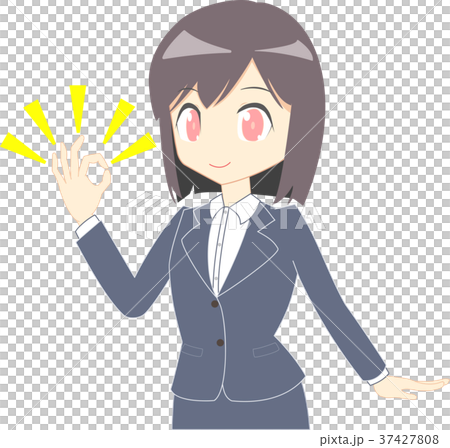 Woman in a suit OK sign Upper body Woman in a suit OK sign Upper body 37427808