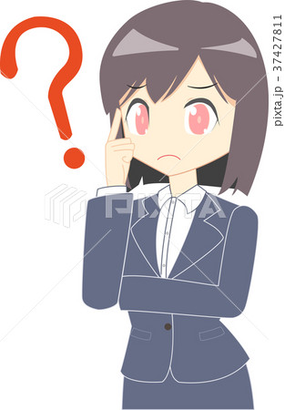スーツの女性　はてな　上半身 37427811