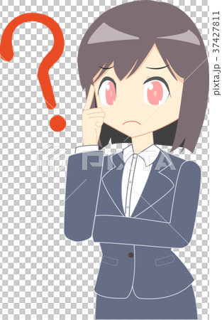 スーツの女性　はてな　上半身 37427811