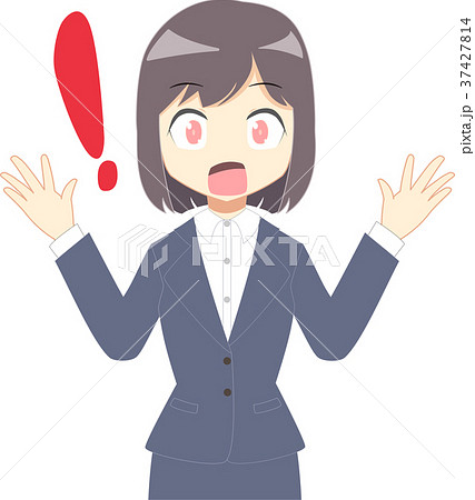 スーツの女性 驚き 上半身のイラスト素材