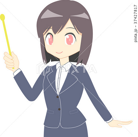 スーツの女性　指し棒　上半身 37427817