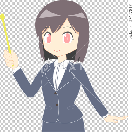 スーツの女性　指し棒　上半身 37427817