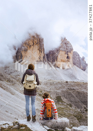 tourist girl at the Dolomites tourist girl at the Dolomites 37427861