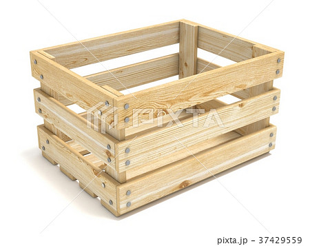 Empty wooden crate. Side view. 3D 37429559
