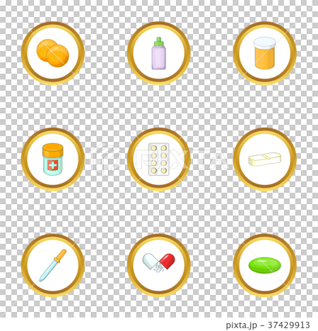 Medicinal preparation icons set, cartoon style Medicinal preparation icons set, cartoon style 37429913