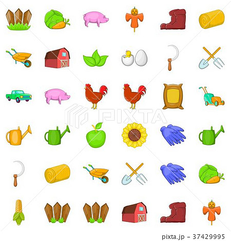 Domestic bird icons set, cartoon style 37429995