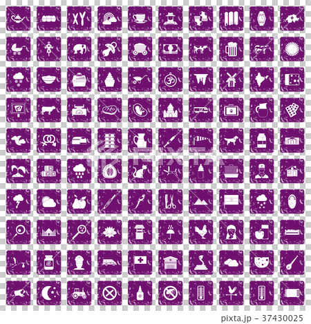 100 cow icons set grunge purple 100 cow icons set grunge purple 37430025