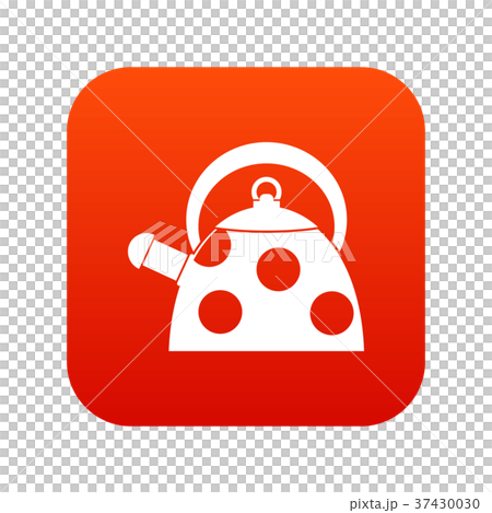 Kettle with white dots icon digital red 37430030