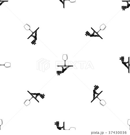 Waiter hand holding tray with wine glass pattern seamless black Waiter hand holding tray with wine glass pattern seamless black 37430036