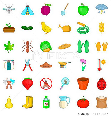 Apple icons set, cartoon style 37430087