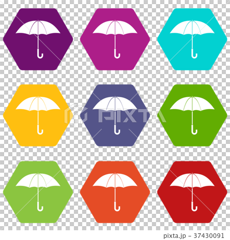 Umbrella icon set color hexahedron - Stock Illustration [37430091] - PIXTA