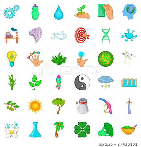 Flower icons set, cartoon style 37430101