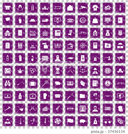 100 criminal offence icons set grunge purple 37430134