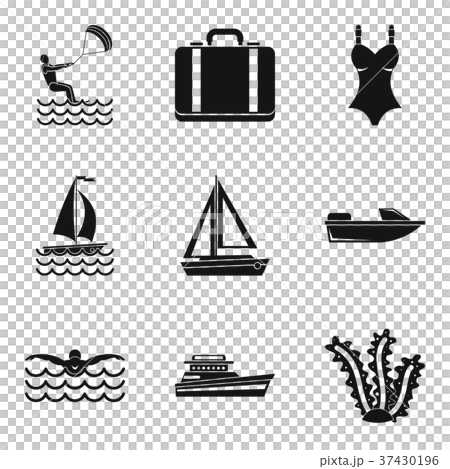 Rest on sailboat water icons set, simple style 37430196