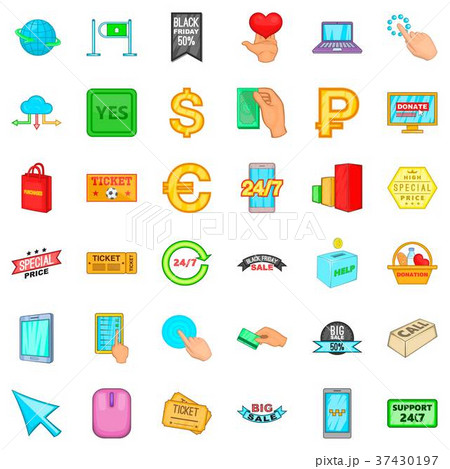 Touching button icons set, cartoon style Touching button icons set, cartoon style 37430197