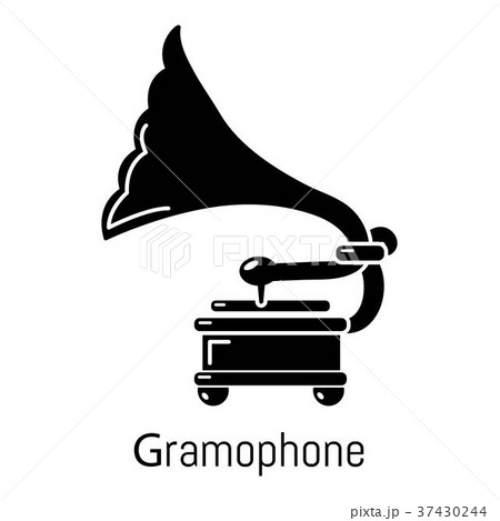Gramophone icon, simple black style 37430244