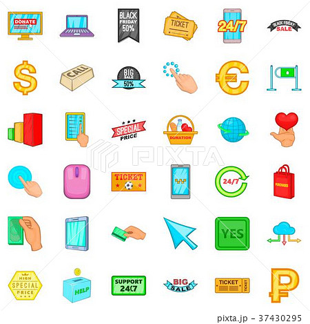 Electronic commerce icons set, cartoon style 37430295