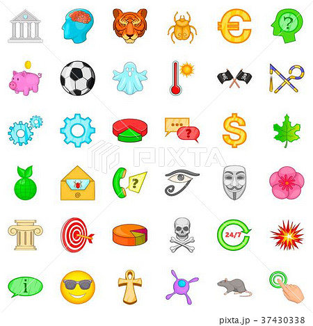 Emblem icons set, cartoon style 37430338