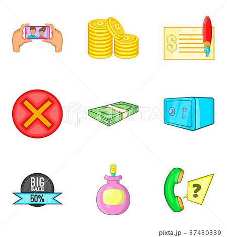 Monetary diversity icons set, cartoon style 37430339