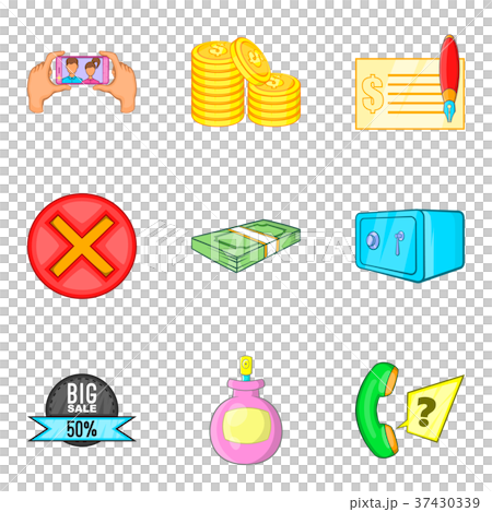 Monetary diversity icons set, cartoon style 37430339