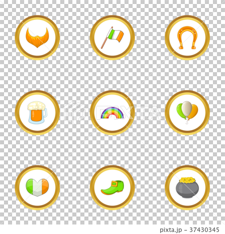 Saint Patrick day icons set, cartoon style Saint Patrick day icons set, cartoon style 37430345