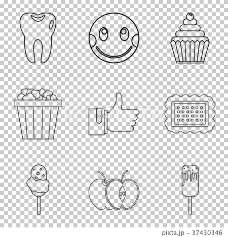 Joy of food icons set, outline style Joy of food icons set, outline style 37430346