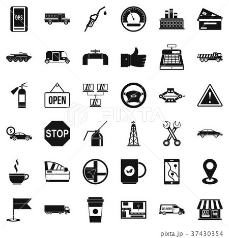 Benzine icons set, simple style Benzine icons set, simple style 37430354