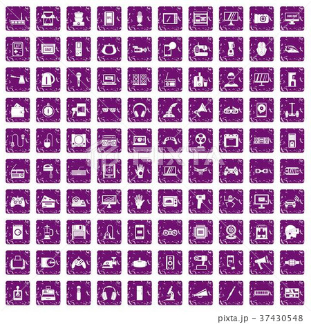 100 device app icons set grunge purple 37430548