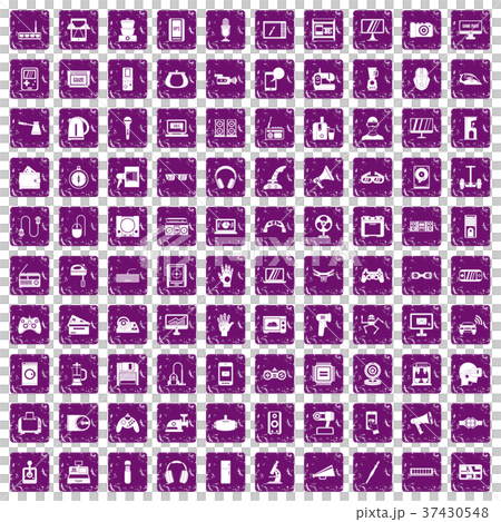 100 device app icons set grunge purple 37430548