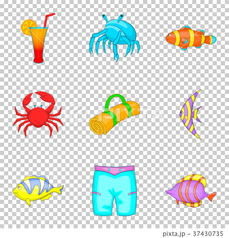 Coast icons set, cartoon style 37430735