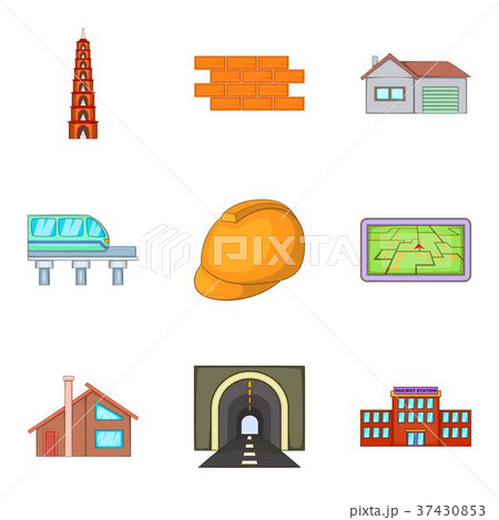 Driving in city icons set, cartoon style 37430853