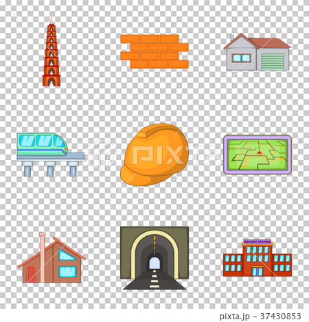 Driving in city icons set, cartoon style 37430853