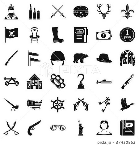 King icons set, simple style King icons set, simple style 37430862