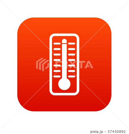 Thermometer indicates high temperature icon digital red 37430892