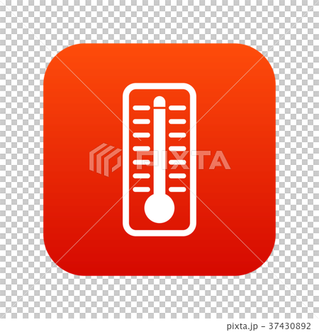 Thermometer indicates high temperature icon digital red 37430892