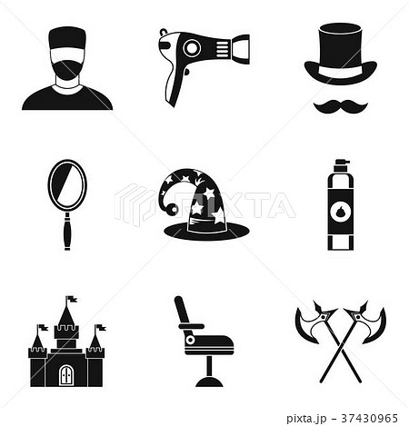 Drying hair icons set, simple style 37430965