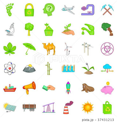 Ecology icons set, cartoon style 37431213