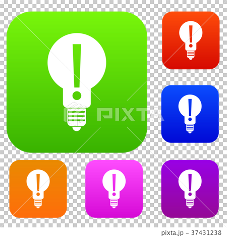 Bulb with exclamation mark inside set color collection Bulb with exclamation mark inside set color collection 37431238