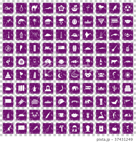 100 exotic animals icons set grunge purple 37431249