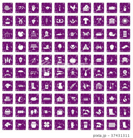 100 farm icons set grunge purple 100 farm icons set grunge purple 37431311