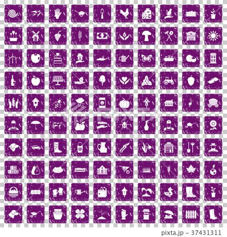 100 farm icons set grunge purple 100 farm icons set grunge purple 37431311