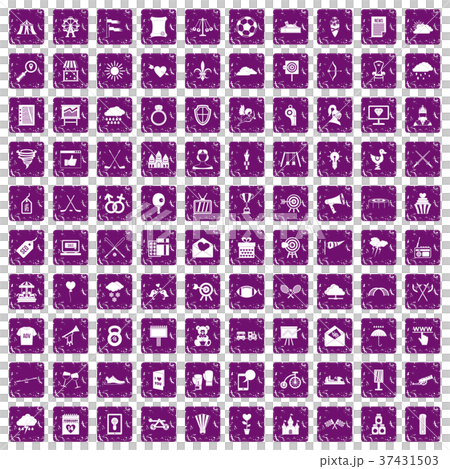 100 arrow icons set grunge purple 37431503