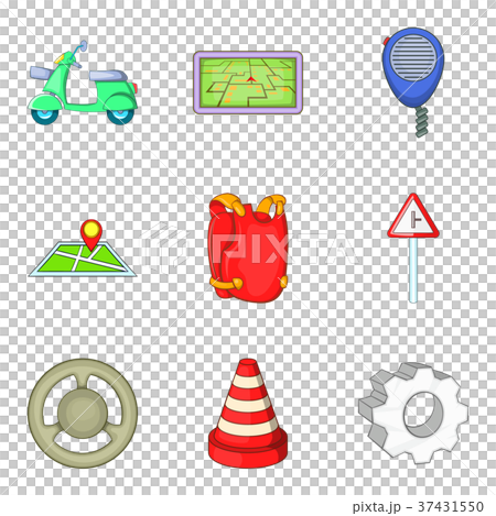 Prowl icons set, cartoon style Prowl icons set, cartoon style 37431550