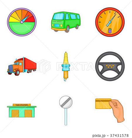 Ride icons set, cartoon style 37431578