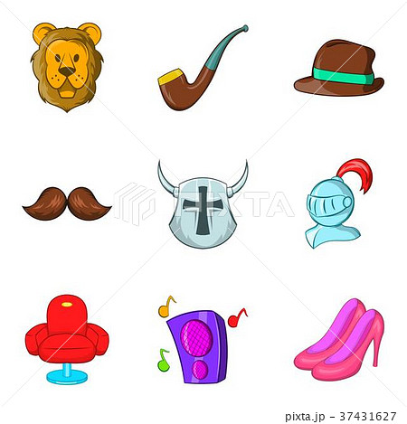 Fantasy film icons set, cartoon style 37431627
