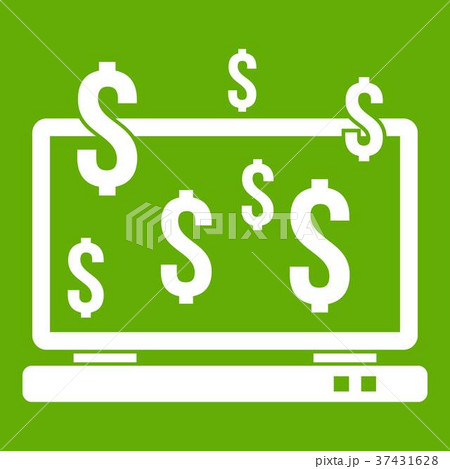 Computer monitor and dollar signs icon green 37431628